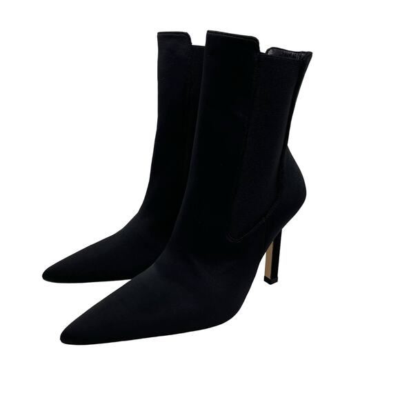 Good American High Kickstand Suede Bootie Size 7.5 Neoprene Black GA118N-X - Picture 5 of 7